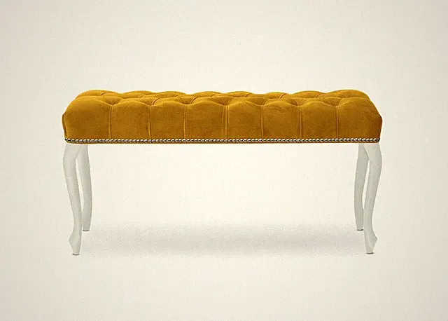 Sitzbank Polsterbank Ida 100 cm Chesterfield Antik Gesteppt Samtoptik Gelb 08