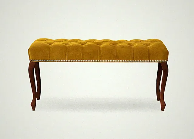 Sitzbank Polsterbank Ida 100 cm Chesterfield Antik Gesteppt Samtoptik Gelb 08