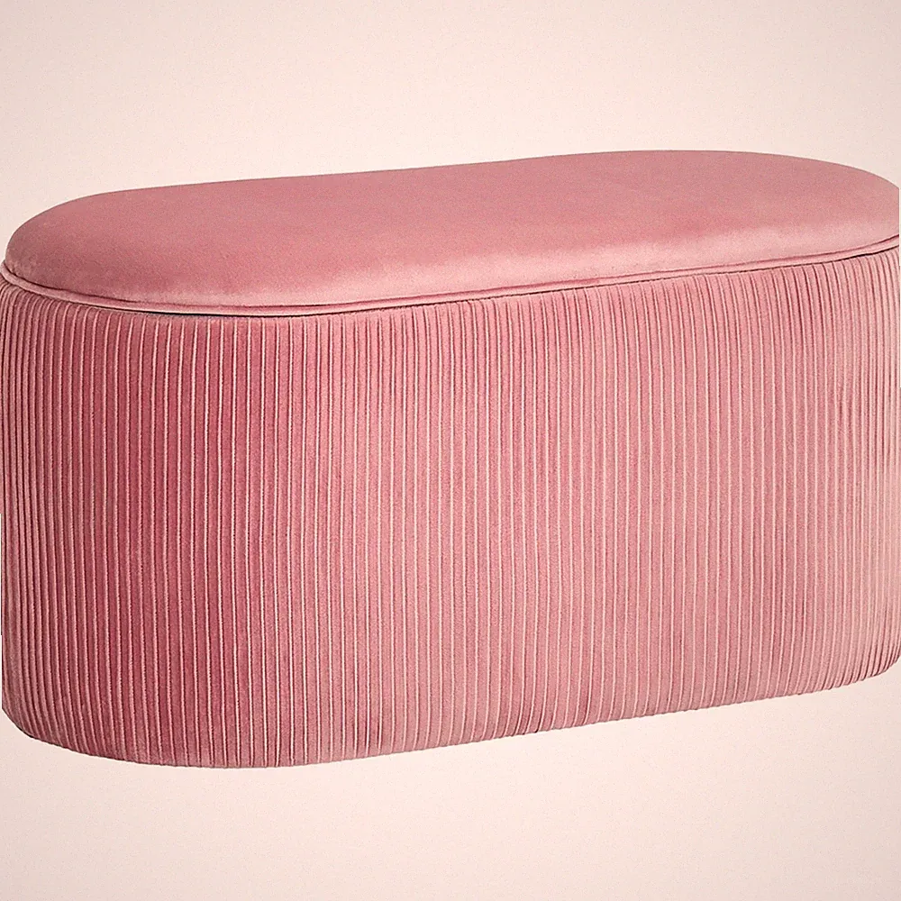 Sitzbank Polsterbank mit Stauraum Truhenbank französische Stil Samt elegant Rosa