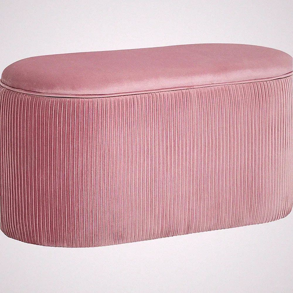 Sitzbank Polsterbank mit Stauraum Truhenbank französische Stil Samt elegant Rosa
