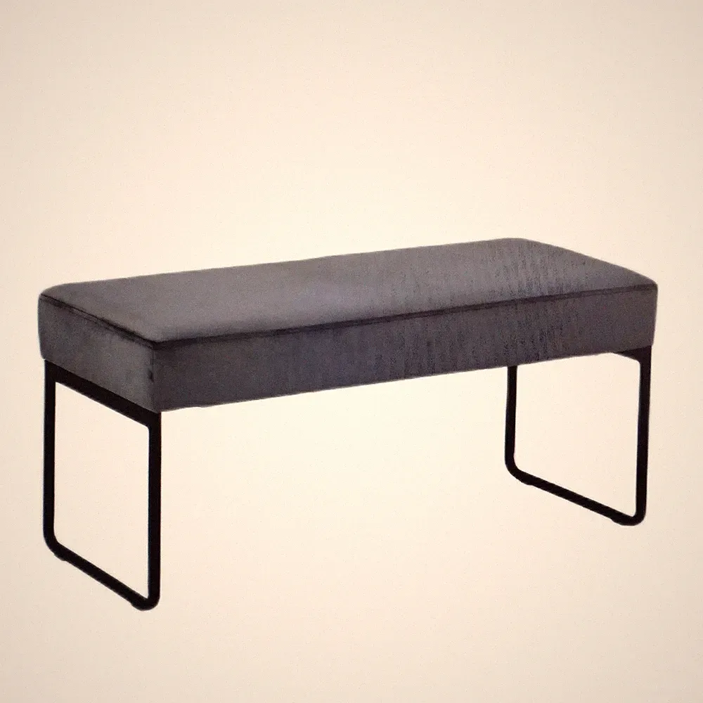 Sitzbank Samt Grau Sitzgelegenheit Wohnzimmerbank 120 x 45 x 45 cm Komfort elega