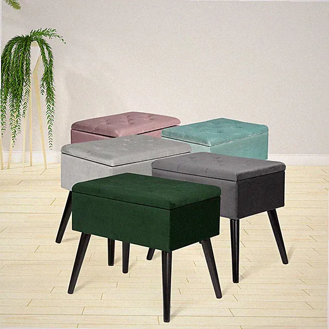 Sitzbank Samt Hocker Staufach bis 20L Truhenbank Retro Sitztruhe pouf bank #1482