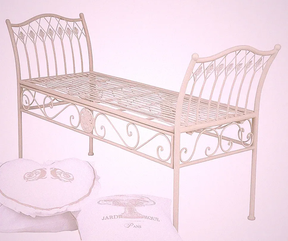 Sitzbank shabby chic Bank altweiß Hocker Gartenbank Parkbank Sitzbank Metallbank