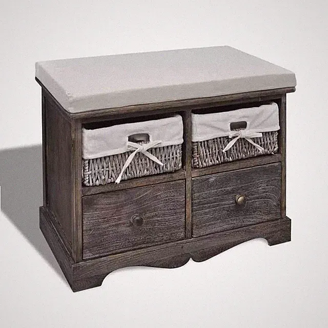 Sitzbank Sitztruhe mit Stauraum & Kissen Truhenbank Holz Aufbewahrungsbox Bank