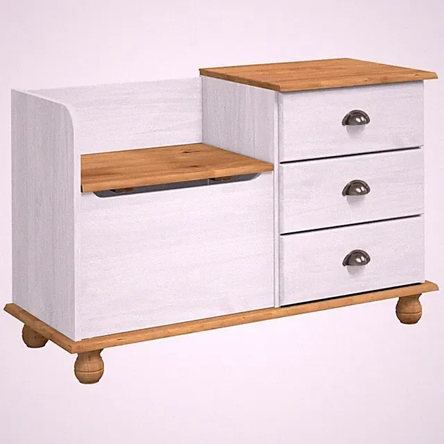 Sitzbank Weiß 100x39x62cm Stauraum massives Kiefernholz Schubladen Eingangsbank