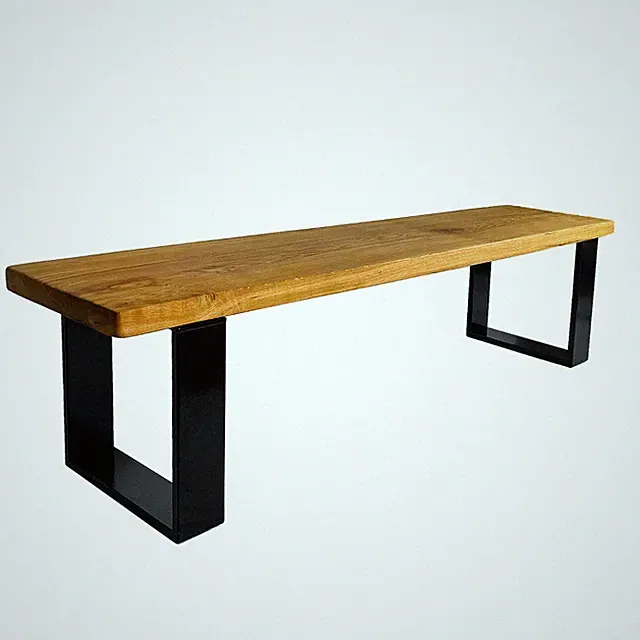 Sitzbank Woodhood aus Massivholz Eiche und einem stabilen Stahlgestell Holzbank