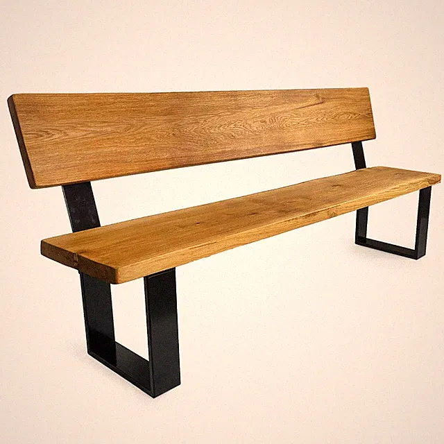 Sitzbank Woodhood aus Massivholz Eiche und einem stabilen Stahlgestell Holzbank