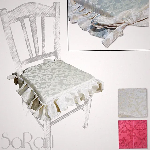 Sitzbezug 2-6 Kissen Stuhl mit Schnürung Elegant Laminat Damasco Blumen Sarani
