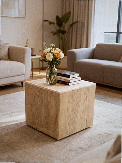 Sitzblock Klotz Würfel Cube Hocker Massivholz Eiche Sitzklotz Holzklotz Holzwürf