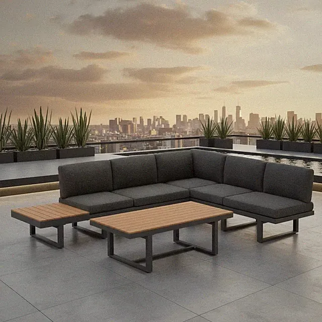 Sitzgruppe Aluminium Lounge Ecksofa mit Liegefunktion Essgruppe wetterfest
