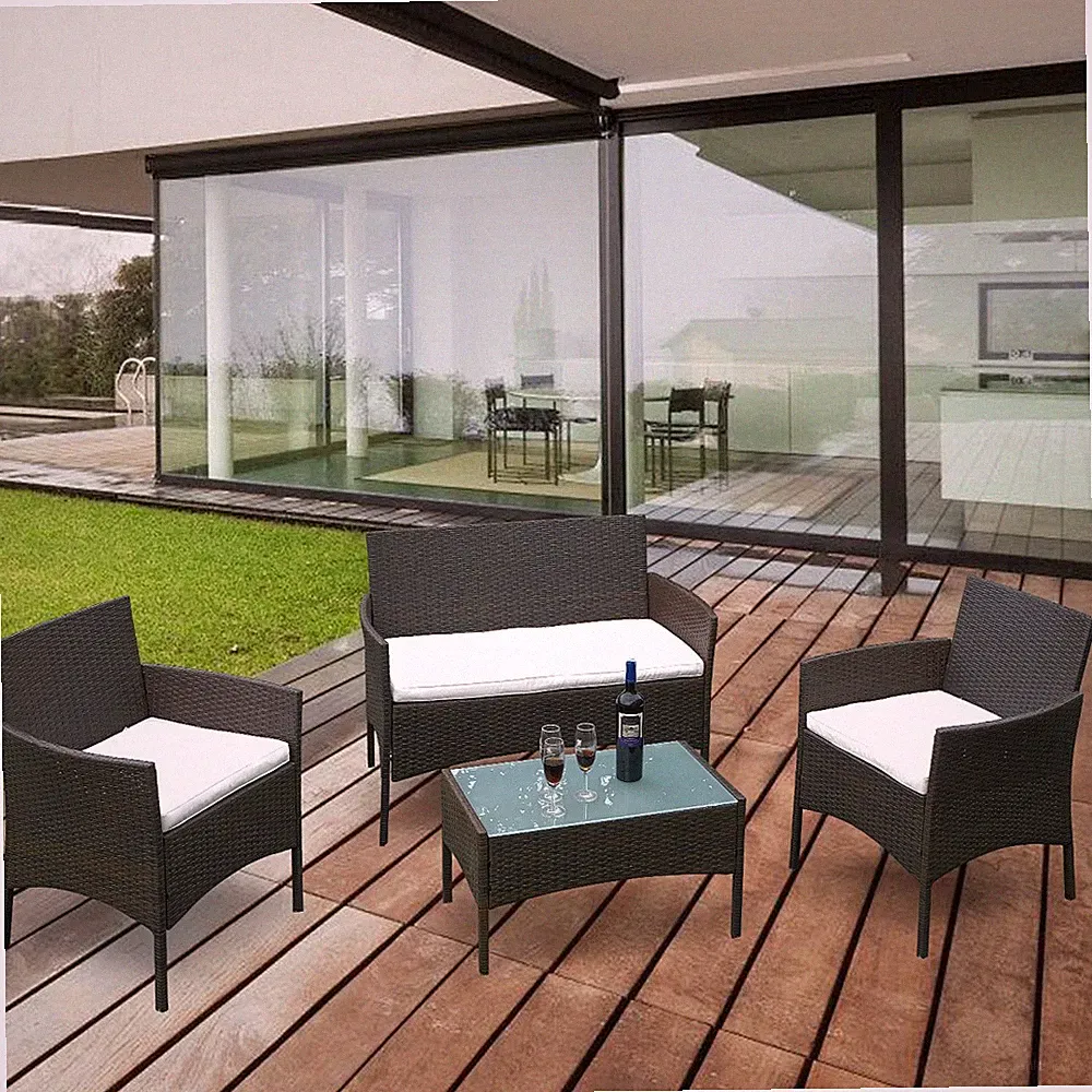 Sitzgruppe erweiterbares Couch Loungeset Ecke Gartenmöbel Essgruppe Polyrattan