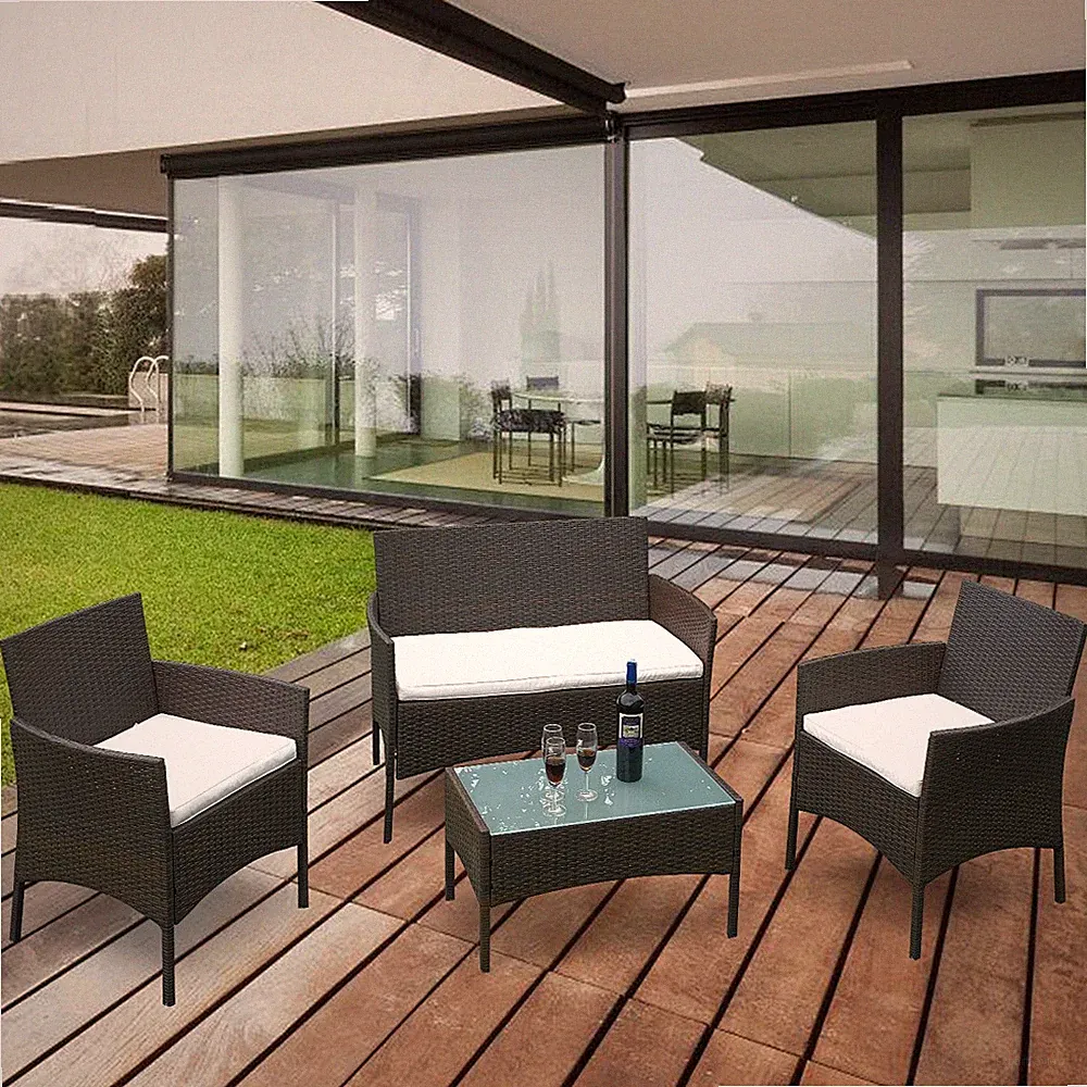 Sitzgruppe Garten Möbel Couch Polyrattan Ecke Loungeset Gartenmöbel Gartensofa