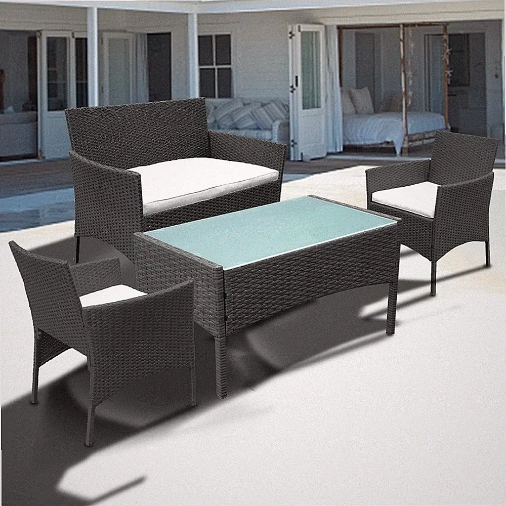Sitzgruppe Garten Rattanmöbel Gartenmöbel Balkon 4-teilige Sofa Loungemöbel