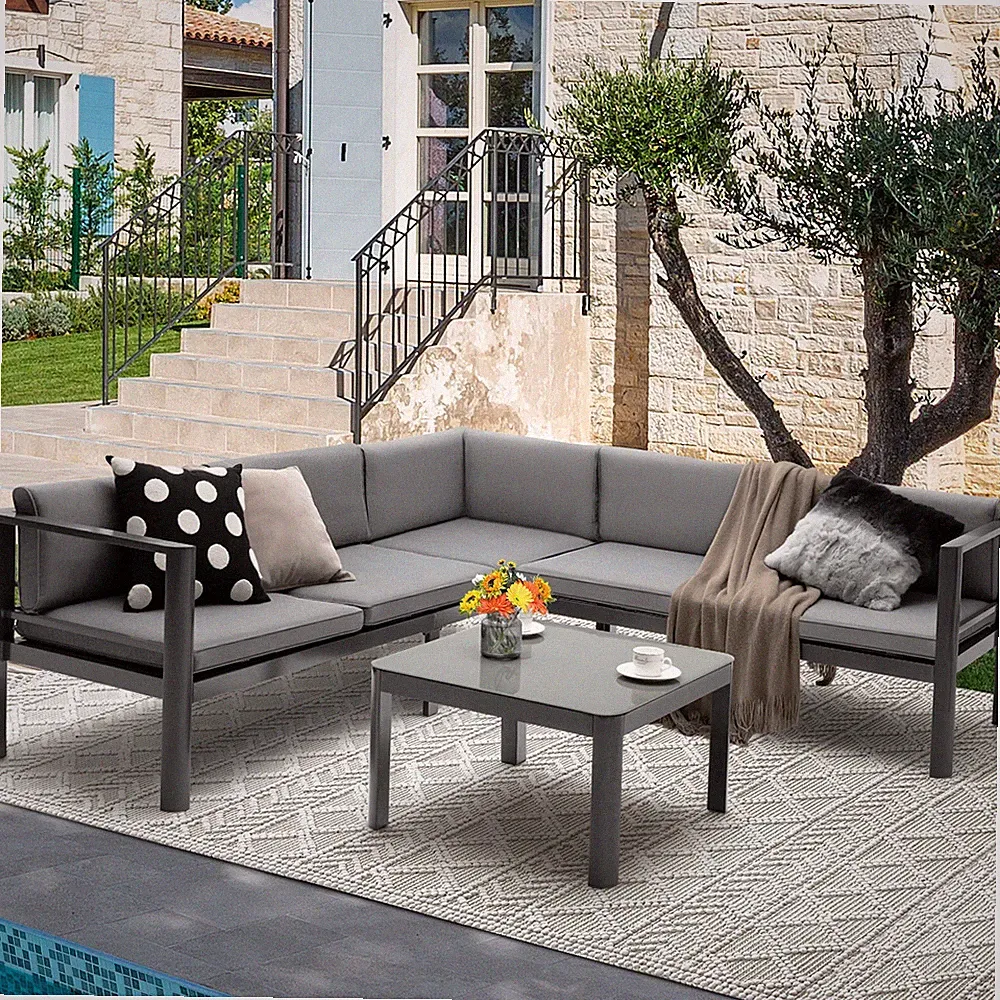 Sitzgruppe Gartenlounge Set Lounge Ecksofa Gartenmöbel mit Kaffeetisch