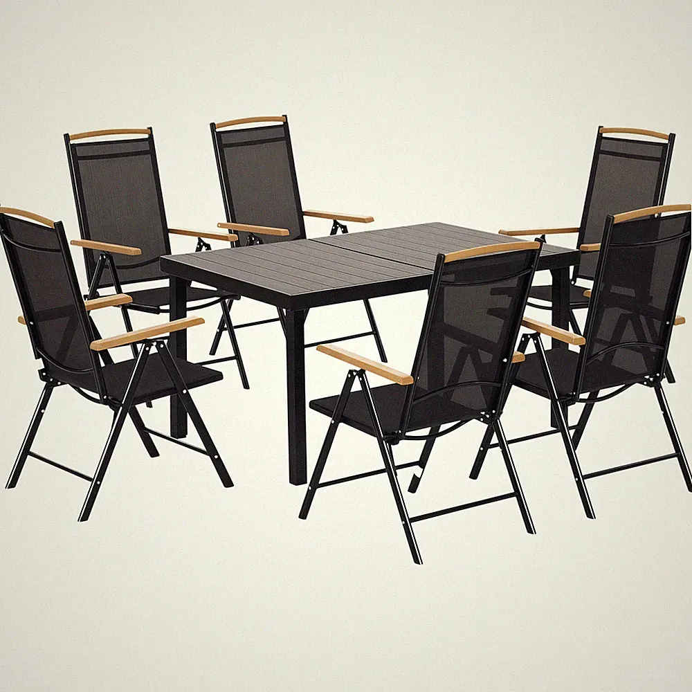 Sitzgruppe klappbar 7tlg. Balkonset 1 Tisch+6 Stühle Gartenmöbel Sitzgarnitur