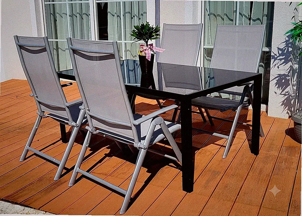 Sitzgruppe POETTO 4 Personen Aluminium Gartenmöbel Tisch Stühle Terrasse Stuhl