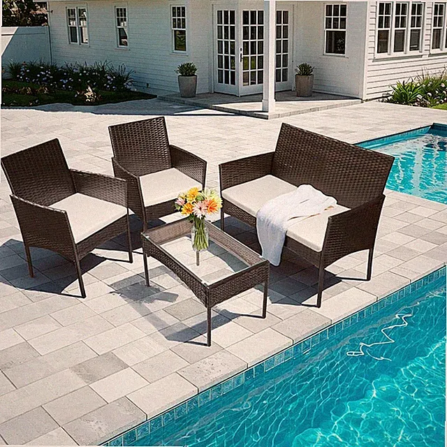 Sitzgruppe Polyrattan Gartensofa Tisch Esstisch Gartenmöbel Sofa Komplett