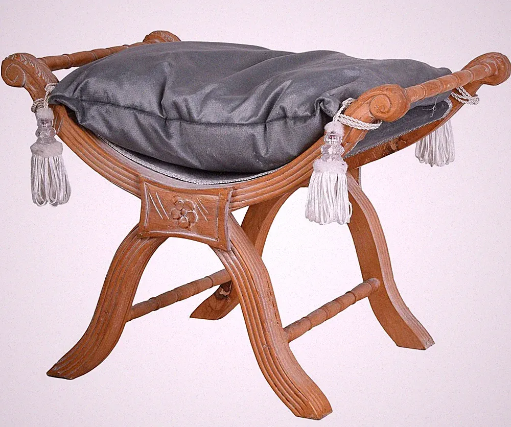 Sitzhocker Barock Hocker Samthocker Sitzbank Antik Polsterhocker Massivholz Bank