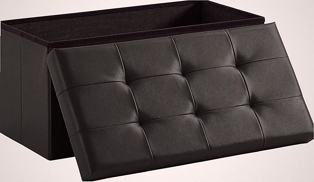 Sitzhocker faltbare Sitzbank mit Stauraum Leder oder Leinen 76 x 38 x 38 cm