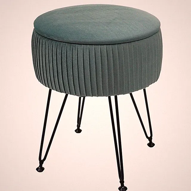 Sitzhocker HWC-K47, Hocker mit Staufach, Ø 33cm, Samt-Optik