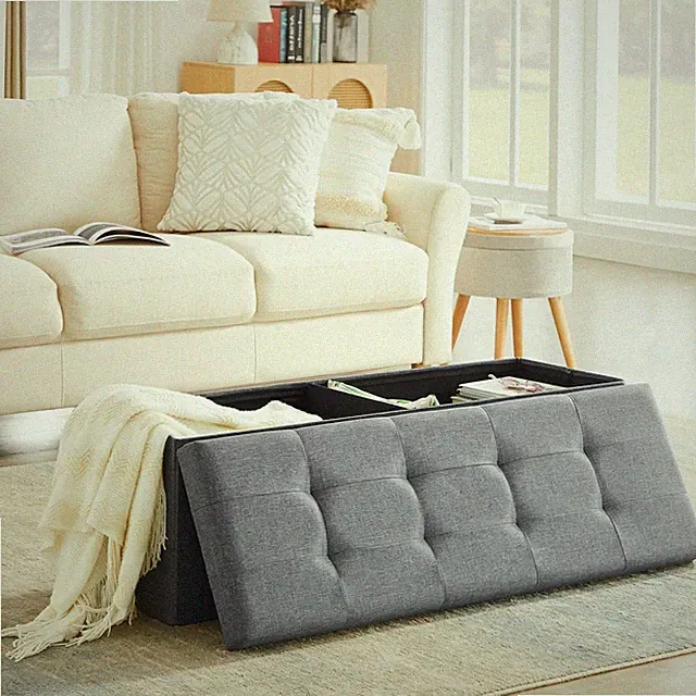 Sitzhocker mit Stauraum, 114x38x38 CM, Sitzbank Faltbar Truhen, Deckel Abnehmbar