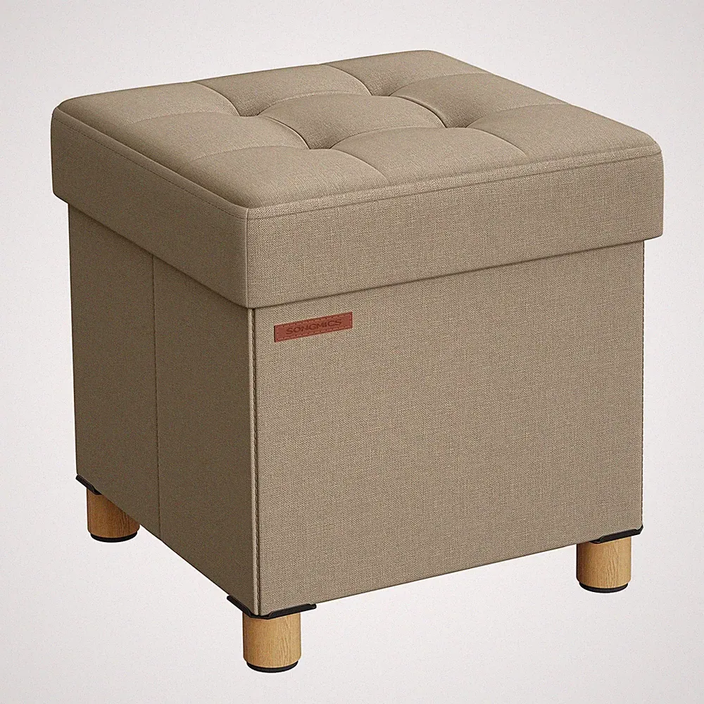 Sitzhocker mit Stauraum, kleine klappbare Sitzbank, 38 x 38 cm Fußbank, Aufbe...
