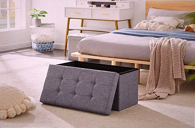 Sitzhocker Sitzbank faltbar mit Stauraum 76 x 38 x 38 cm belastbar bis 300 kg