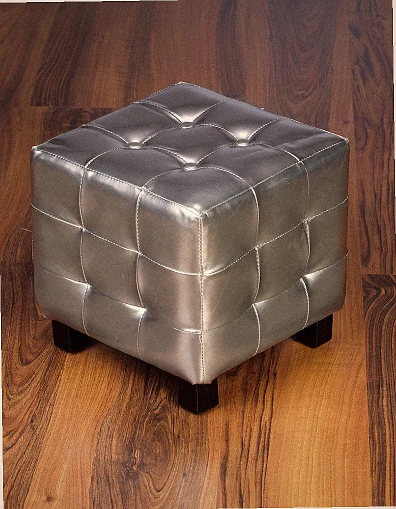 Sitzhocker Sitzwürfel silber glänzend 32x32x32 cm