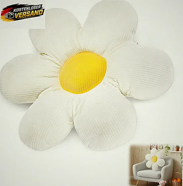 Sitzkissen Blumenform Kinder Sofa Bodenkissen 40cm Crem Weiß multifunktional