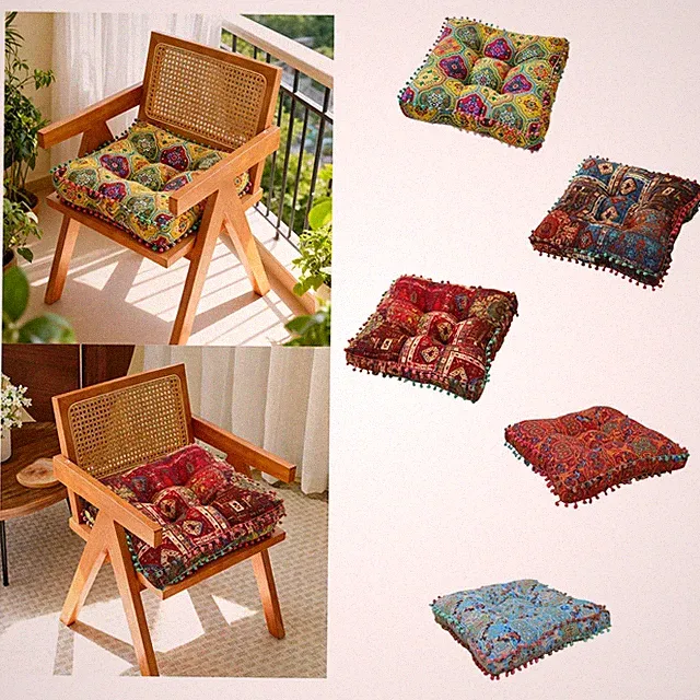 Sitzkissen Bohemian Bodenkissen Quadrat Patchwork Meditationspouf Stuhlkissen