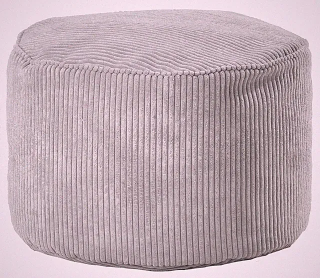Sitzpouf Gästehocker Polsterhocker Wohnzimmer Cordbezug Hellgrau Rund 55 cm