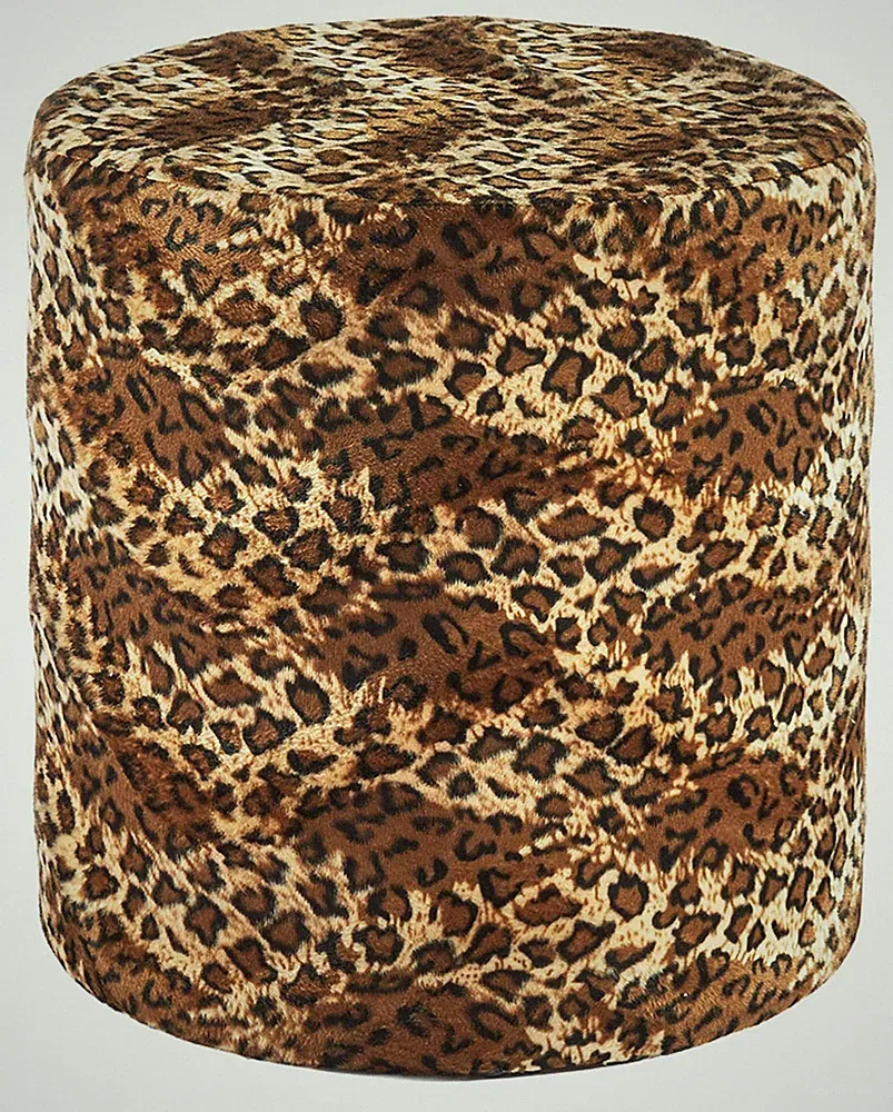 Sitzpouf LEO Sitzhocker Sitzkissen Fußhocker Retro-SitzsackLeopardenmuster braun
