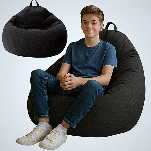 Sitzsack 185L Schwarz mit ECO Füllung Bean Bag Kissen L