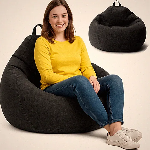 Sitzsack 250L Schwarz mit ECO Füllung Bean Bag Kissen XL