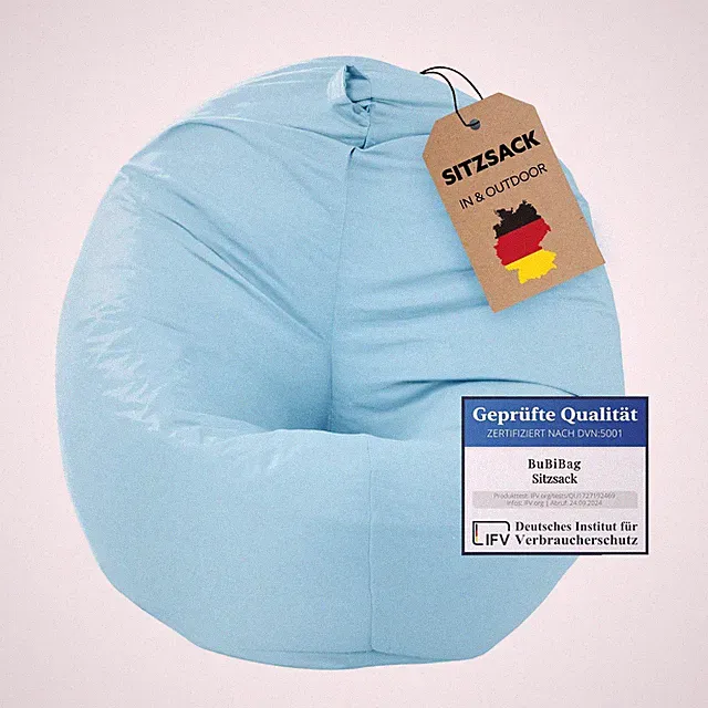 Sitzsack 2in1 Hellblau 110cm Sitzkissen Bodenkissen gefüllt Bean Bag Kinder