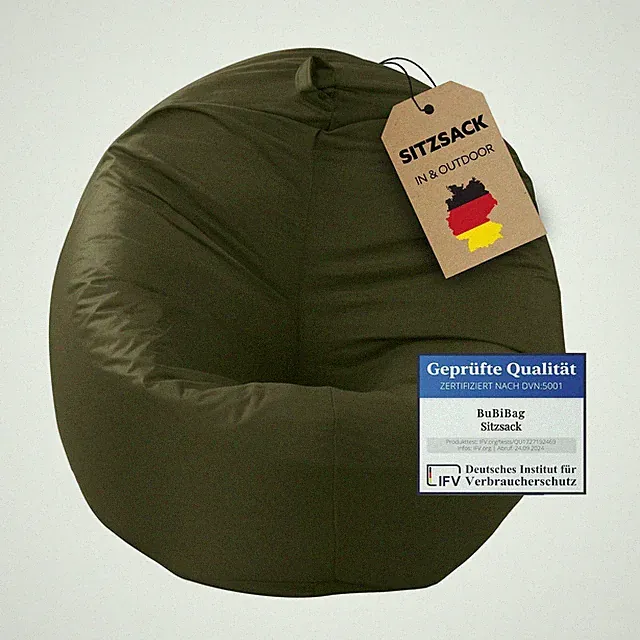 Sitzsack 2in1 Khaki 85cm Sitzkissen Bodenkissen gefüllt Bean Bag Kinder