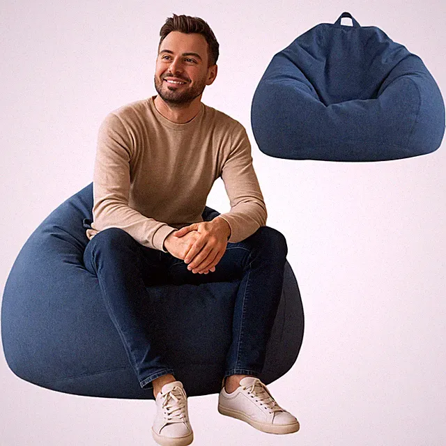 Sitzsack 350L Marineblau mit ECO Füllung Bean Bag Kissen XXL