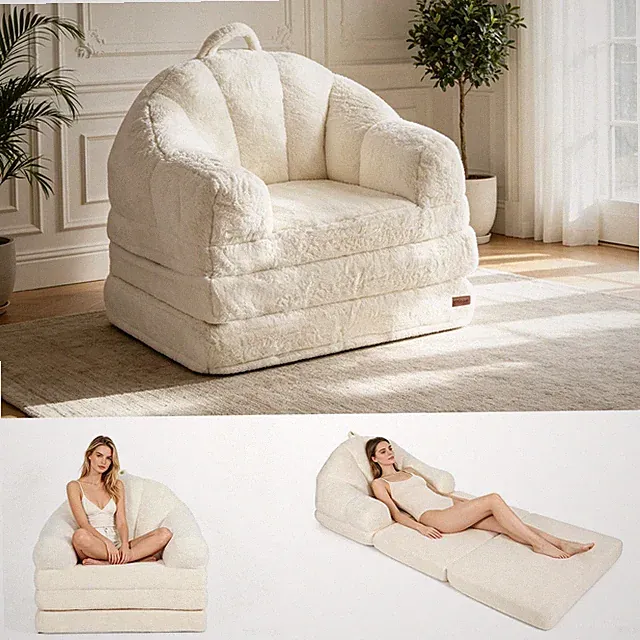 Sitzsack Bequemes Bodensofa & Schlafsessel mit Griff Umwandelbar für Wohnzimmer