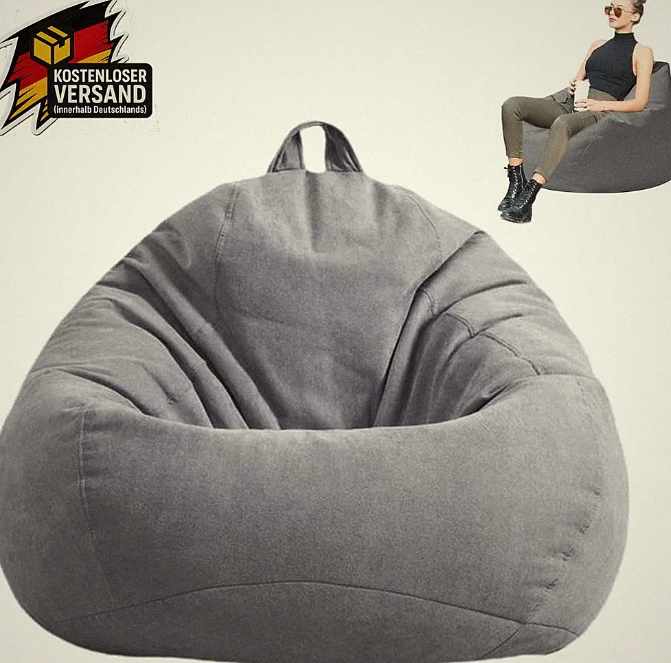 Sitzsack Bezug Tropfenform für Erwachsene aus Leinen Baumwolle, waschbar