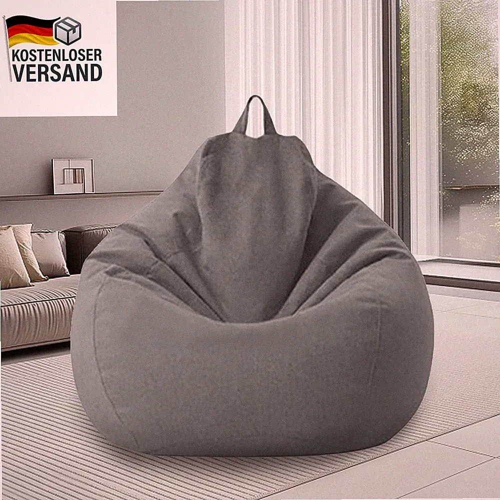 Sitzsack Bezug XL 100x120 cm Bean Bag Hülle für Erwachsene Dunkelgrau
