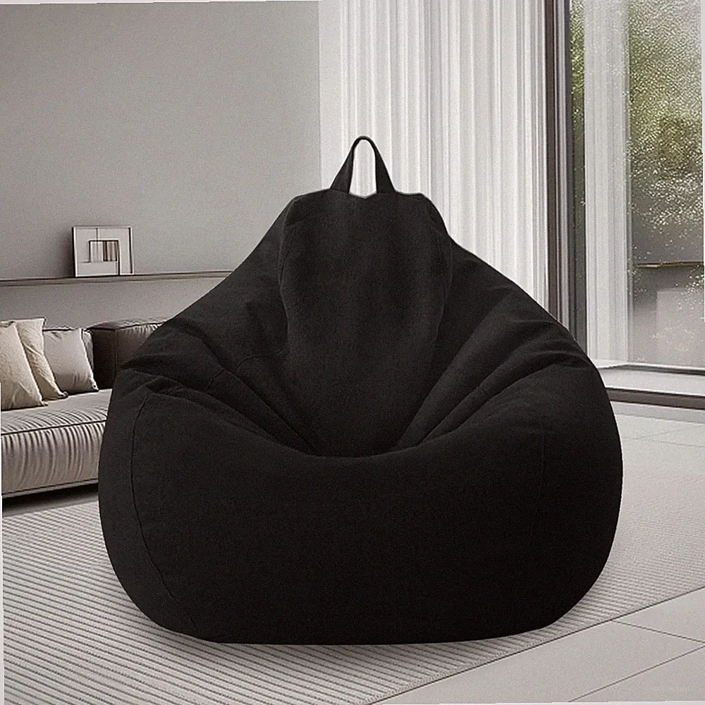 Sitzsack Bezug XL Sitzhülle Outdoor Indoor Schwarz Leinen Baumwolle