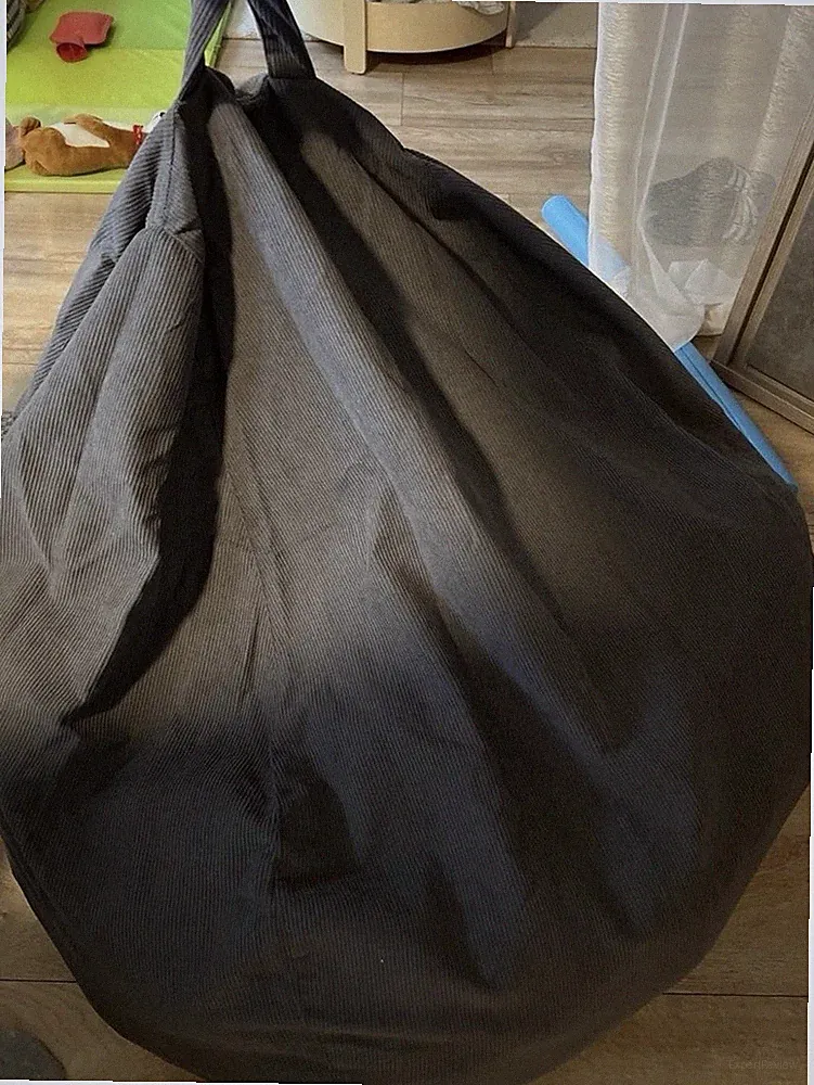 Sitzsack Birnenform Grau aus Stoff, 1-Sitzer für Erwachsene, einfarbig