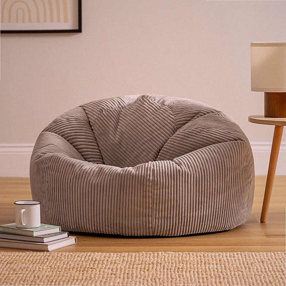 Sitzsack Cord Sessel grau bequem Füllung lounge Sessel erwachsene schlafzimmer