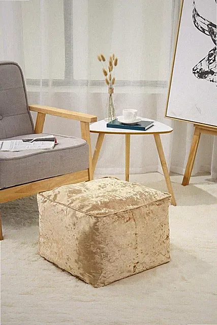 Sitzsack Crushed Velvet Ottomane Fußstütze Hocker Pouf Würfel Sitzsack 40x40x30 cm