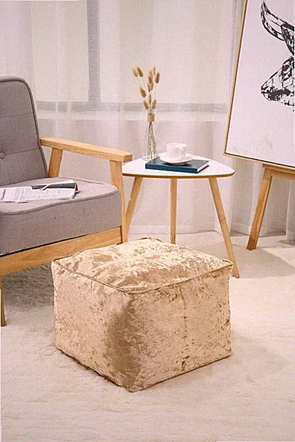 Sitzsack Crushed Velvet Würfel Ottomane Pouffe Fußstütze Hocker Beanbag 40x40x30 cm