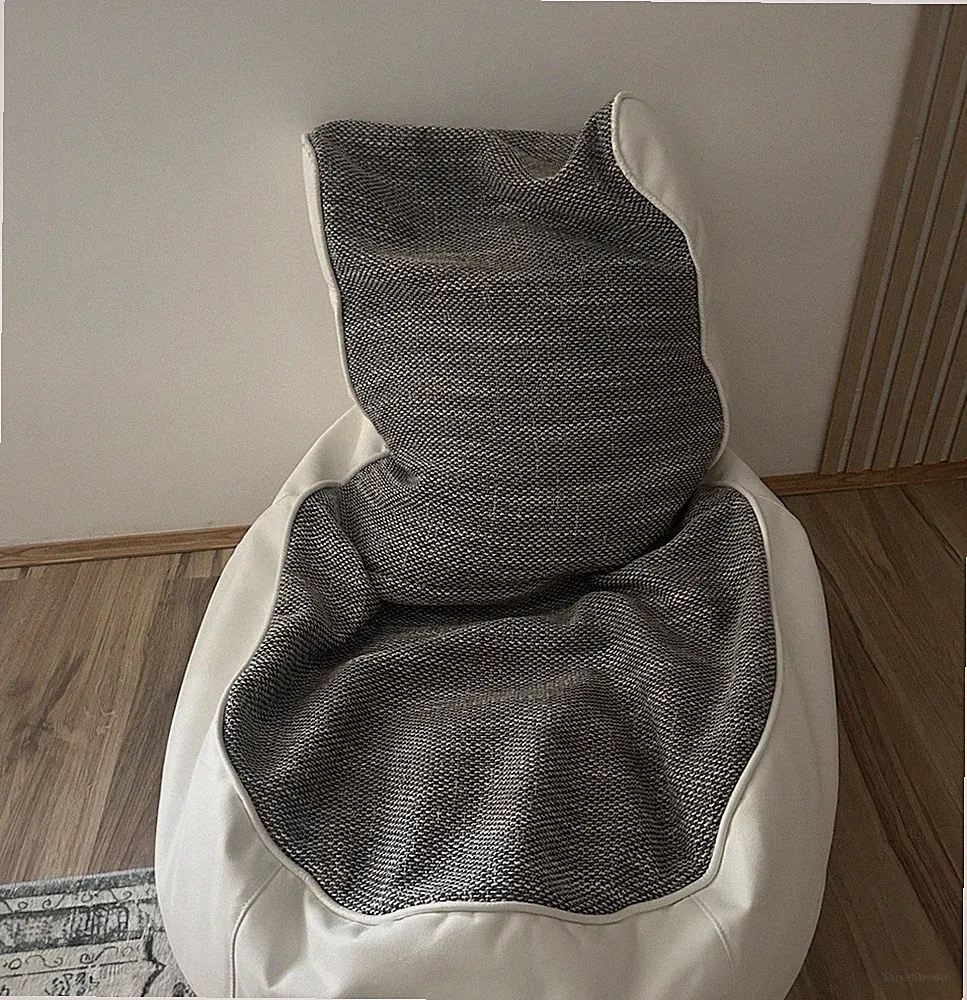 Sitzsack für Erwachsene 1-Sitzer aus Stoff, einfarbig, Weiß und Grau