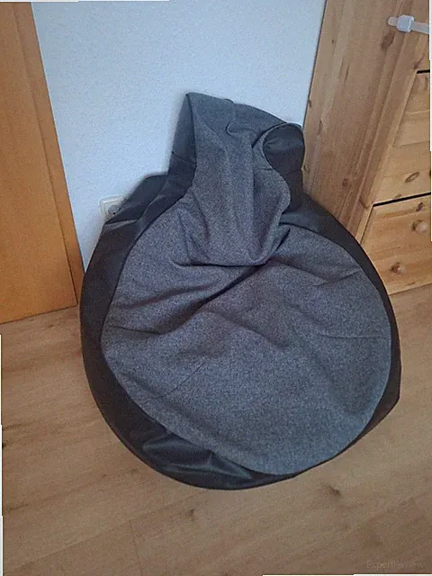 SITZSACK groß, grau-schwarz, sehr guter Zustand, Stoff+Kunstleder, 70x100x80 cm