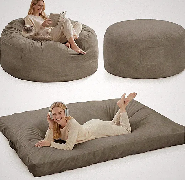 Sitzsack XXL mit Memory Foam 4-in-1 Bean Bag für Erwachsene, Loungesessel Stuhl