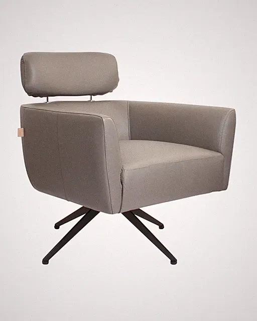 SIX Elito Mid-Century Echtleder Drehstuhl Grau Lounge Chair Club Sessel Sofa