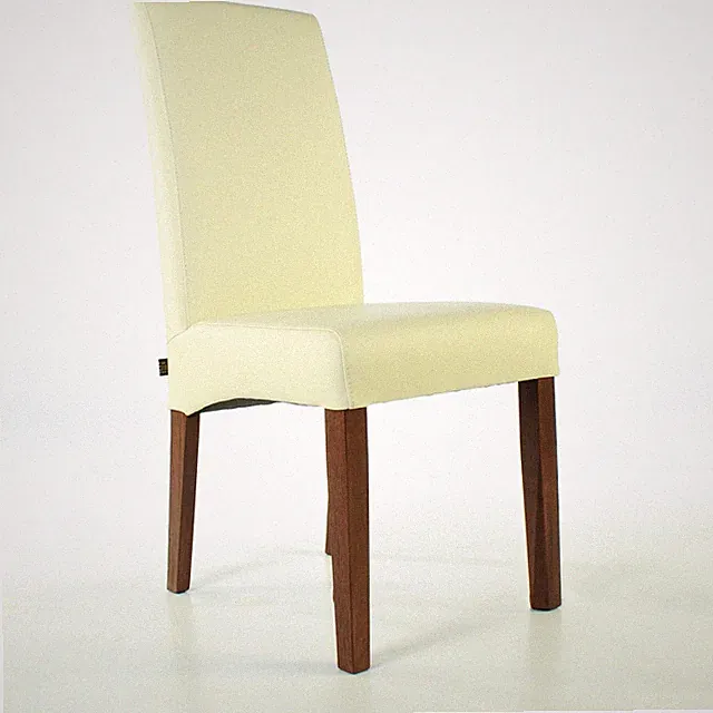 SIX Esszimmerstuhl Bambi Rindsleder Creme Weiss Nussbaum Küchen Lederstühle